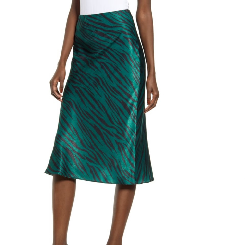 Socialite zebra print bias cut satin skirt